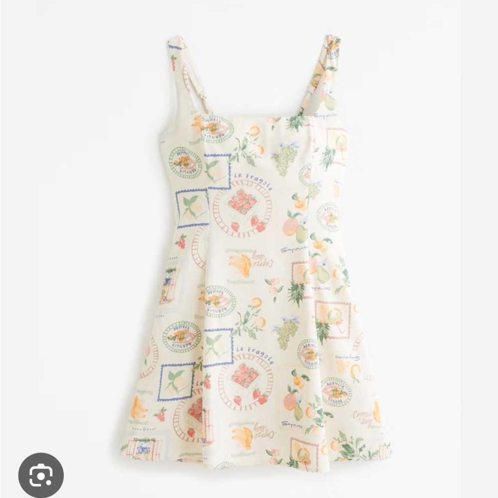 Abercrombie Squareneck Mini Dress - Cream Pattern